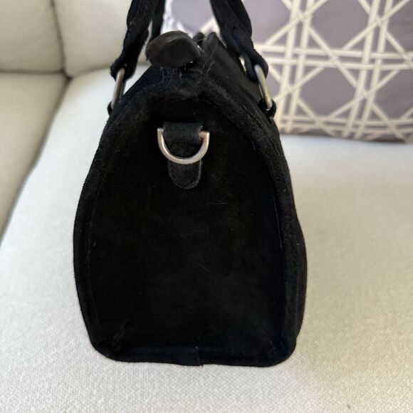 Urban Outfitters Suede Speedy Satchel Crossbody Convertible Leather Black NEW - Picture 7 of 16